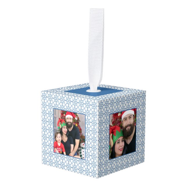 Adorno Cúbico Fotografía de mosaicos portugueses para Navidades  (Anverso en perspectiva)