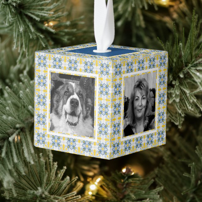 Adorno Cúbico Fotografía de mosaicos portugueses para Navidades  (Árbol)