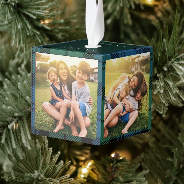 Adorno Cúbico Fotos de la familia Plaid Navidades Campbell Tarta (Árbol)