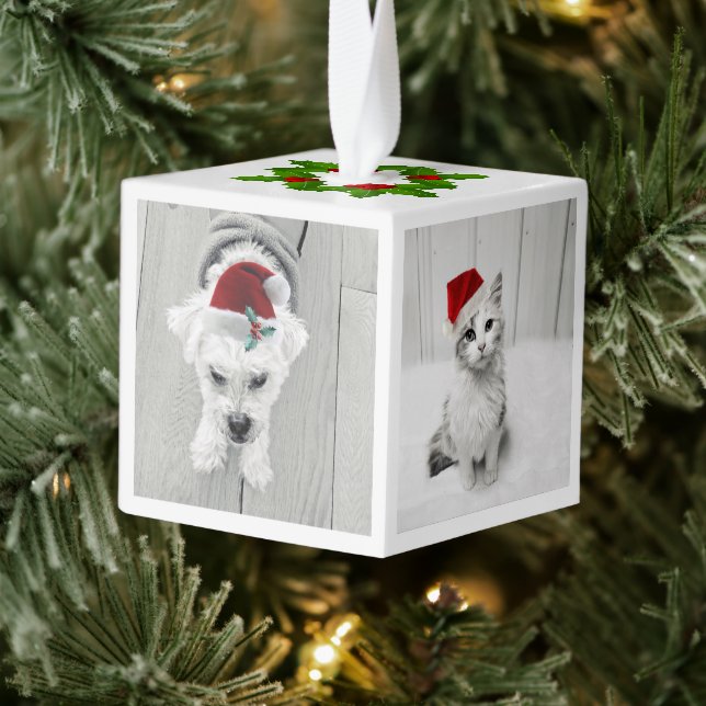 Adorno Cúbico Fotos de Mascotas familiares Navidades diversión d (Árbol)