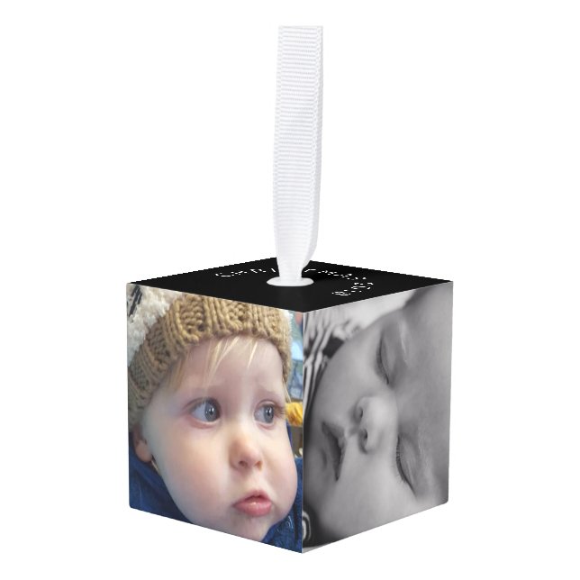 Adorno Cúbico Fotos familiares personalizadas Navidades de cubos (Anverso en perspectiva)