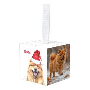Adorno Cúbico Fun Chow Chow Santa Dog Dos Navidades de fotografí