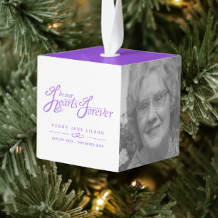 Adorno Cúbico Funeral en nuestros corazones aguijón de foto blan