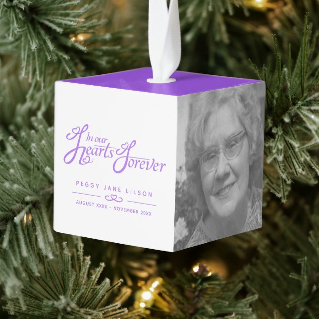 Adorno Cúbico Funeral en nuestros corazones aguijón de foto blan (Árbol)