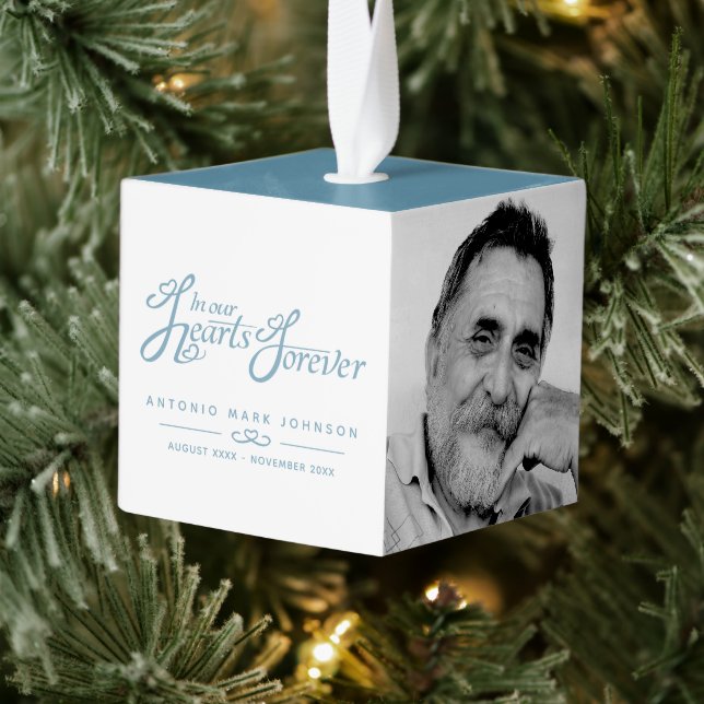 Adorno Cúbico Funeral en nuestros corazones foto conmemoración a (Árbol)