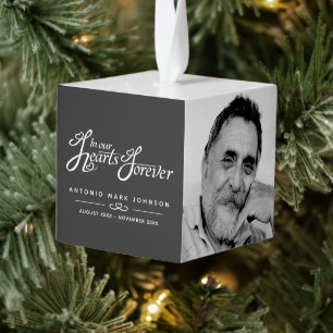 Adorno Cúbico Funeral en nuestros corazones Mono foto recuerdo