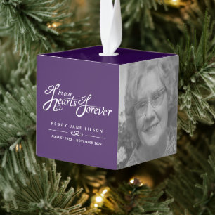 Adorno Cúbico Funeral en nuestros corazones púrpura para siempre