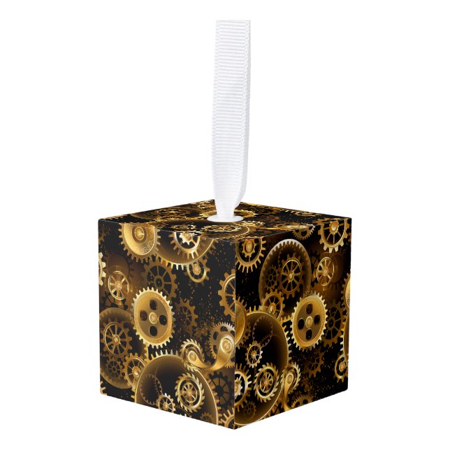 Adorno Cúbico Gases de bronce de vapor sin soldadura (Anverso en perspectiva)