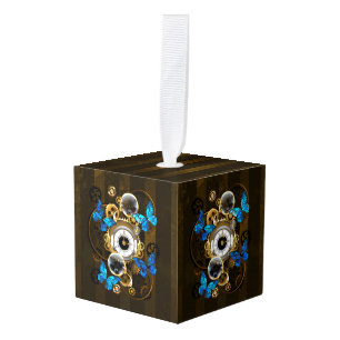 Adorno Cúbico Gases de vapor y mariposas azules