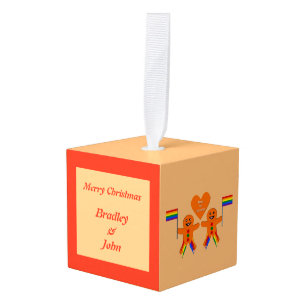 Adorno Cúbico Gay Men Navidades Gingerbread Pareja Personalizado