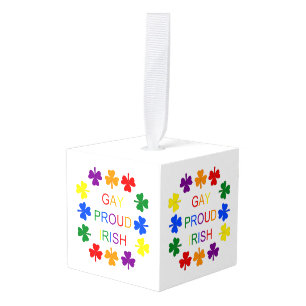 Adorno Cúbico Gay Proud Irlandés LGBT Rainbow Shamrock