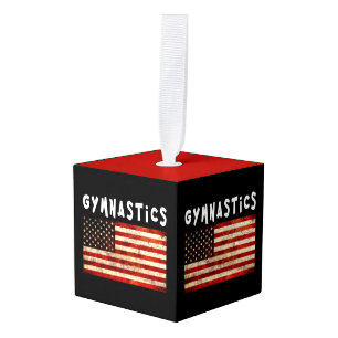 Adorno Cúbico Gimnasia Grunge Americana Bandera USA