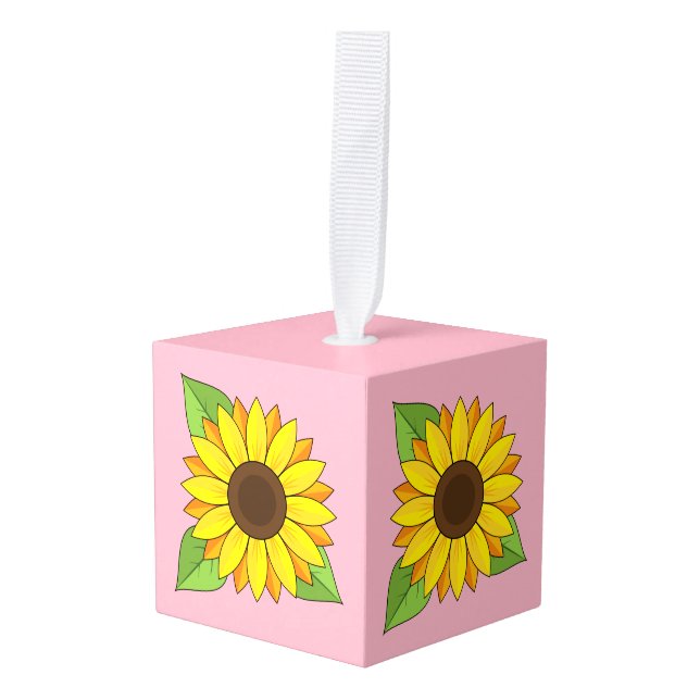 Adorno Cúbico Girasol (Anverso en perspectiva)