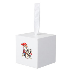 Adorno Cúbico Gnome Riding Navidades de Bulldog inglés Xmas Boys