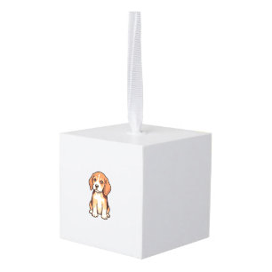 Adorno Cúbico Grabado Antiguo Cachorro Beagle Arte Vectorial_1
