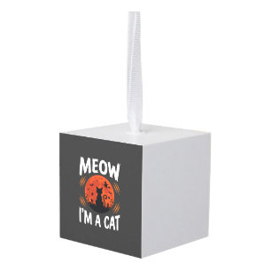 Adorno Cúbico Gráfica de silueta de gato divertido de Halloween