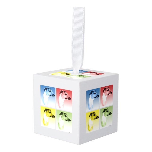 Adorno Cúbico Greyhound Popart (Anverso en perspectiva)