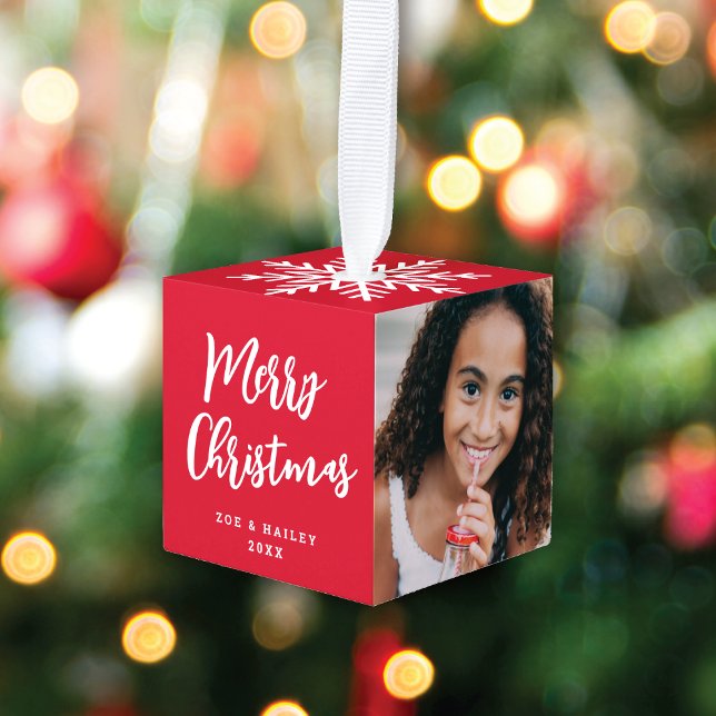 Adorno Cúbico Guión moderno 3 Navidades de copos de nieve rojos (Subido por el creador)