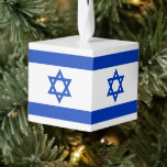 Adorno Cúbico Hanukkah Chrismukkah<br><div class="desc">Israel bandera azul y blanco moderno patriótico Hanukkah Chrismukkah Cubo Ornament.</div>