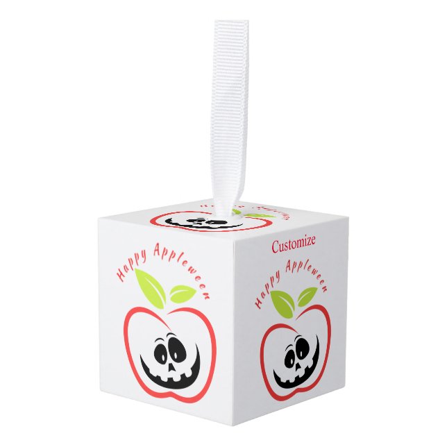 Adorno Cúbico Happy Appleween Jack O'lantern Thunder_Cove (Anverso en perspectiva)