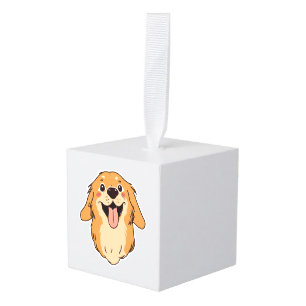 Adorno Cúbico Happy Golden Retriever Dog Lover Puppy Retro