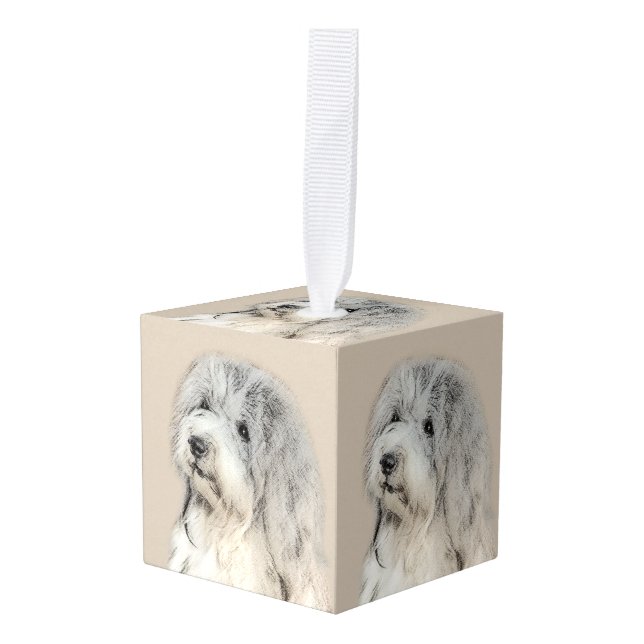 Adorno Cúbico Havanese (Gold Sable) Painting - Original Dog Art (Anverso en perspectiva)