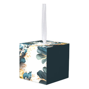 Adorno Cúbico Hermosa acuarela floral