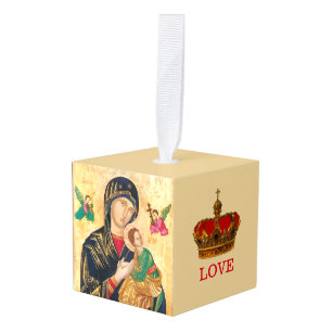 Adorno Cúbico Hermosa Madonna y Navidades infantiles