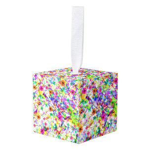 Adorno Cúbico Hermosas flores de verano mágicas de color lindo F