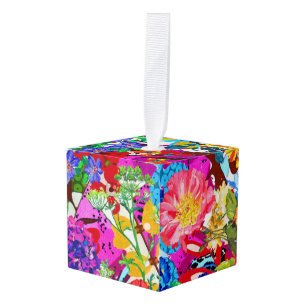 Adorno Cúbico Hermosas flores mágicas de colores finas camisetas