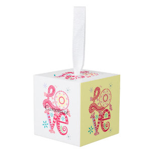 Adorno Cúbico Hippie Groovy Love Rótulo Thunder_Cove