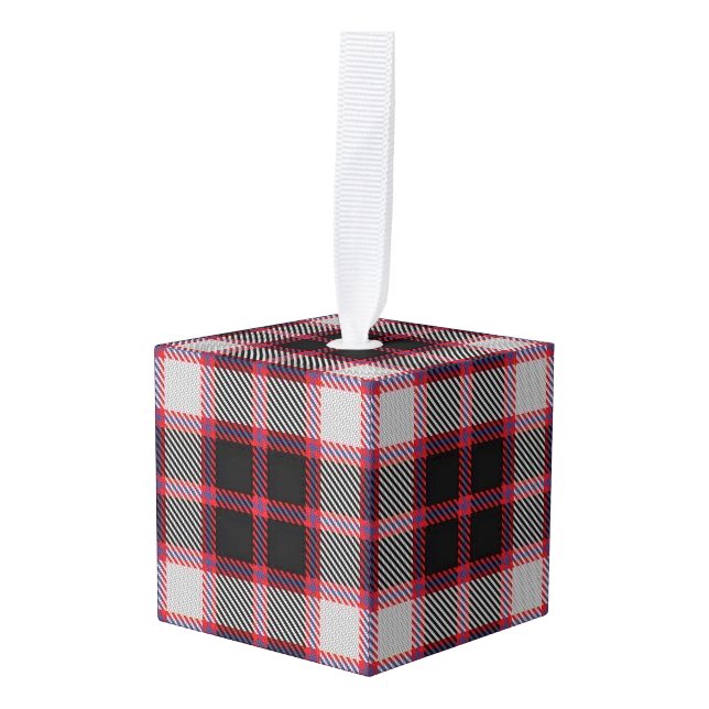 Adorno Cúbico Holiday time Clan MacPherson Tartan Plaid (Anverso en perspectiva)