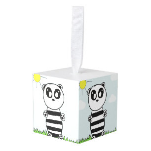 Adorno Cúbico Ilustración de Panda Adorable