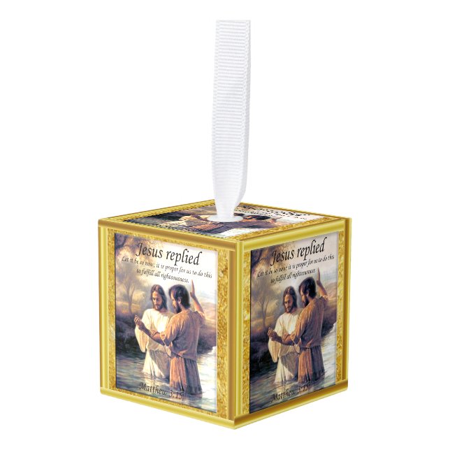 Adorno Cúbico Imagen de Jesucristo Bautismo uno (Anverso en perspectiva)