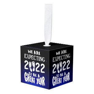 Adorno Cúbico Invitación del embarazo de estampas recién nacidas