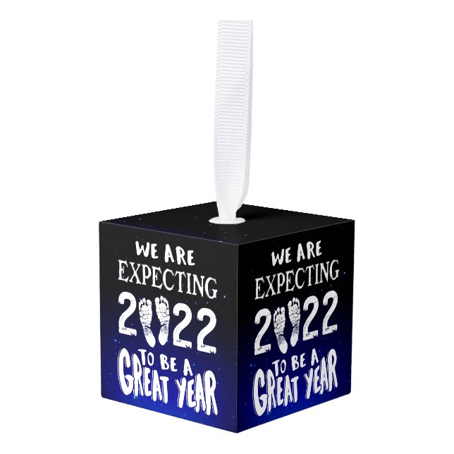 Adorno Cúbico Invitación del embarazo de estampas recién nacidas (Anverso en perspectiva)