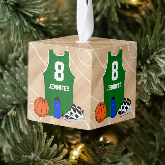 Adorno Cúbico Jersey de baloncesto en verde cancha
