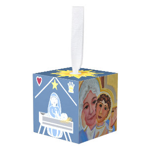 Adorno Cúbico Jesús y María Cristiana