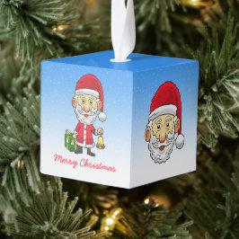 Adorno Cúbico Jingle Bells con Santa Claus