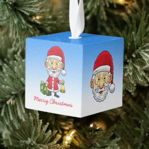 Adorno Cúbico Jingle Bells con Santa Claus