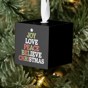 Adorno Cúbico Joy Love Peace Belibe Christmas Tree Family