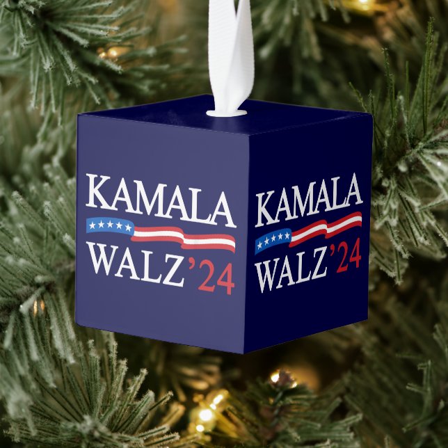 Adorno Cúbico Kamala Harris Walz 2024 Obviamente Azul (Árbol)