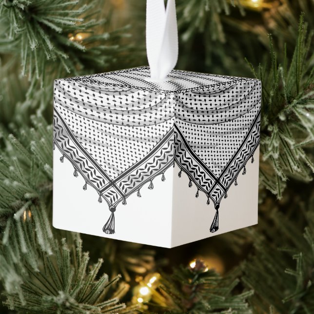 Adorno Cúbico Keffiyeh palestino Scarf tejido tradicional (Árbol)