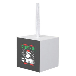 Adorno Cúbico La Navidad Está Llegando Santa Muñeco de Nieve