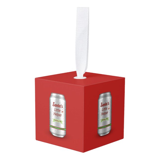 Adorno Cúbico La Pequeña Cerveza Auxiliar de Santa (Anverso en perspectiva)