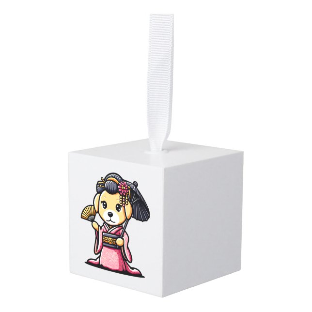 Adorno Cúbico Labrador perro recuperador Kimono (Anverso en perspectiva)