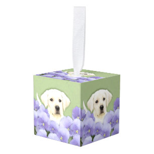 Adorno Cúbico Labrador Recuperador Pintura de Cachorro Original