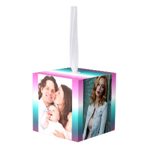 Adorno Cúbico lavanda de unicornio verde azulada sirena turquesa