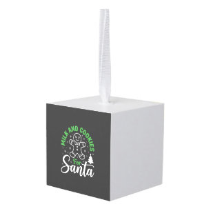Adorno Cúbico Leche y Galletas de Navidad para Santa