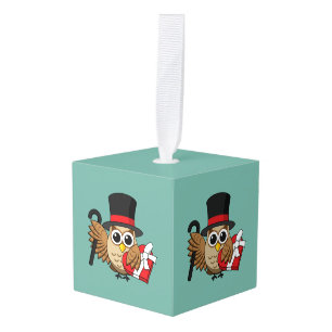 Adorno Cúbico Lechuza sofisticada con caja de chocolate para el